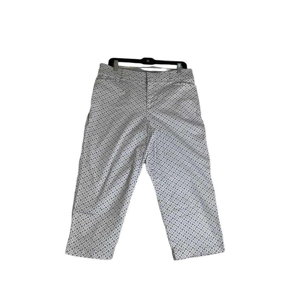 Gloria Vanderbilt 12 Capri Pants Gray White Cotton Spandex Elastic Waist Woman